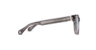 Side view of Matsuda M1033 eyeglasses with translucent gray frames and geometric detailing on the arms by Matsuda.