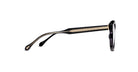 Side view of Matsuda M1036 (Copy) black eyeglasses with gold engraved temple arms and a cross-shaped accent near the end tip. The frame features rounded lenses.