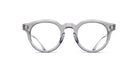 The Matsuda M1036 (Copy) features clear round eyeglass frames made from transparent plastic, shown from the front against a white background, highlighting their classic design.