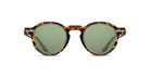 The Matsuda M2050 sunglasses feature round green lenses and a tortoiseshell-patterned frame, displayed against a white background.