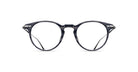 Matsuda M2056 eyeglasses, shown from the front angle, have round dark rims, a keyhole bridge, and slim metal arms.