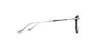 Matsuda M2056 eyeglasses with thin metal arms and dark rims, minimalist design, displayed from a side view.