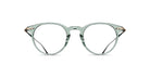 Matsuda M2056 eyeglasses feature clear round frames, a keyhole bridge, and metal hinges, shown from the front angle.