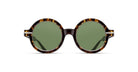 The Matsuda M2059 round sunglasses feature green lenses and a brown tortoiseshell frame, displayed on a white background with a front-facing view.