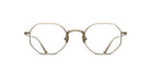Matsuda M3086 eyeglasses with gold hexagonal frames and thin temples, front view.