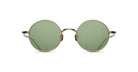 The Matsuda M3087 features round green-tinted lenses and slim metallic gold frames, displayed from the front against a white background.