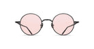The Matsuda M3087 features round eyeglasses with thin black frames and light pink tinted lenses, shown from the front against a white background.