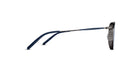 Side view of Matsuda M3122 blue-rimmed eyeglasses with thin metal frame and textured round lenses, highlighting the arms and hinge detail against a white background.
