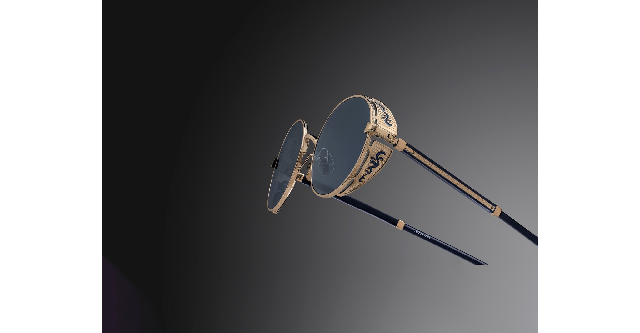 Matsuda M3137 Sunglass in Brushed Gold and Navy