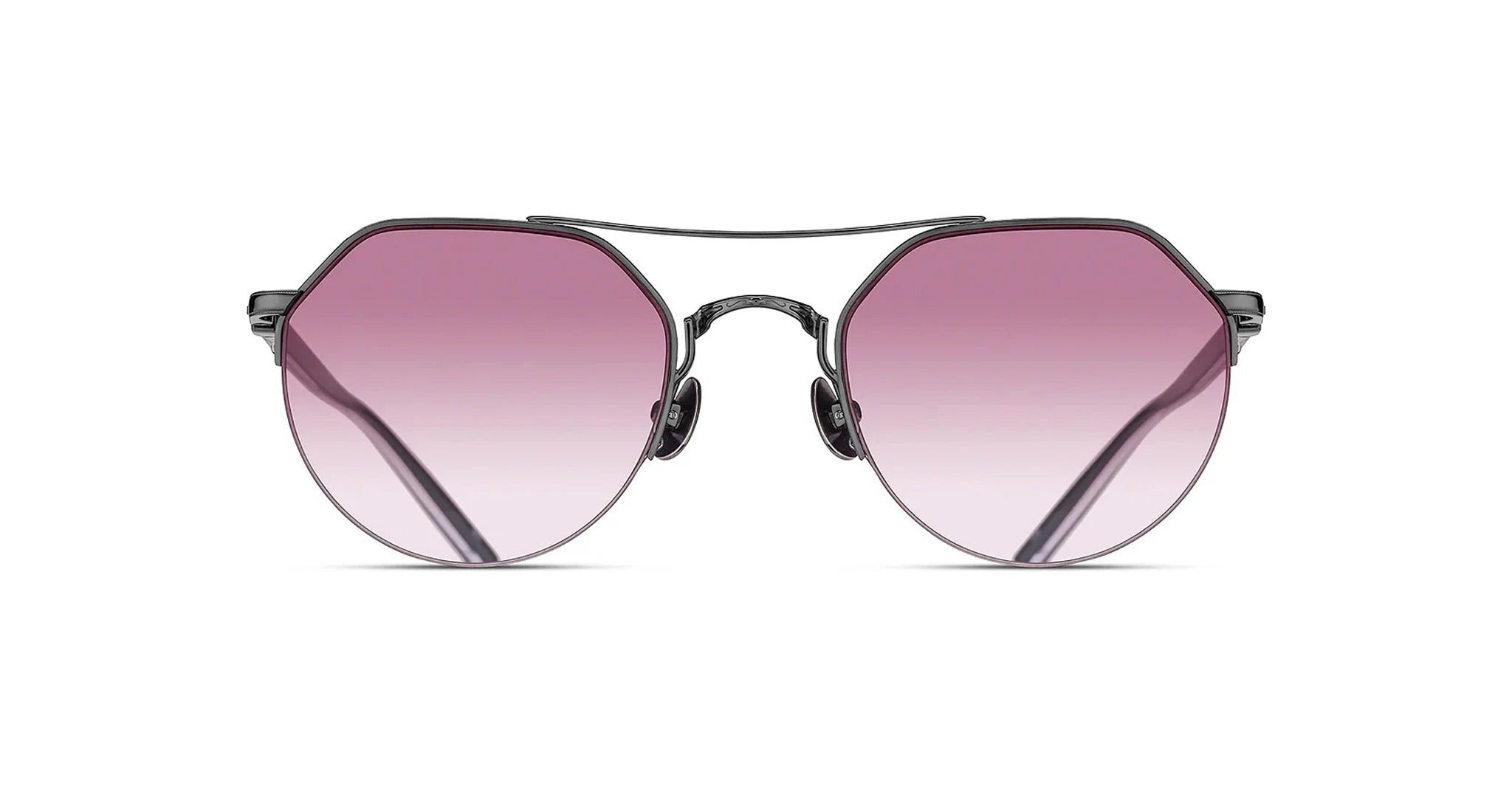 The Matsuda M3140 (Copy) sunglasses feature a classic aviator style with thin black frames and pink gradient lenses, displayed on a white background.