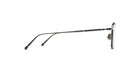 Side view of Matsuda M3149: thin, metallic eyeglass frames with nose pads and straight temples curved at the ends. Features a minimalist design and subtle sheen.