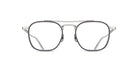 The Matsuda M3149 is a pair of silver metal eyeglasses featuring a double bridge and rectangular lenses, shown from the front against a white background.