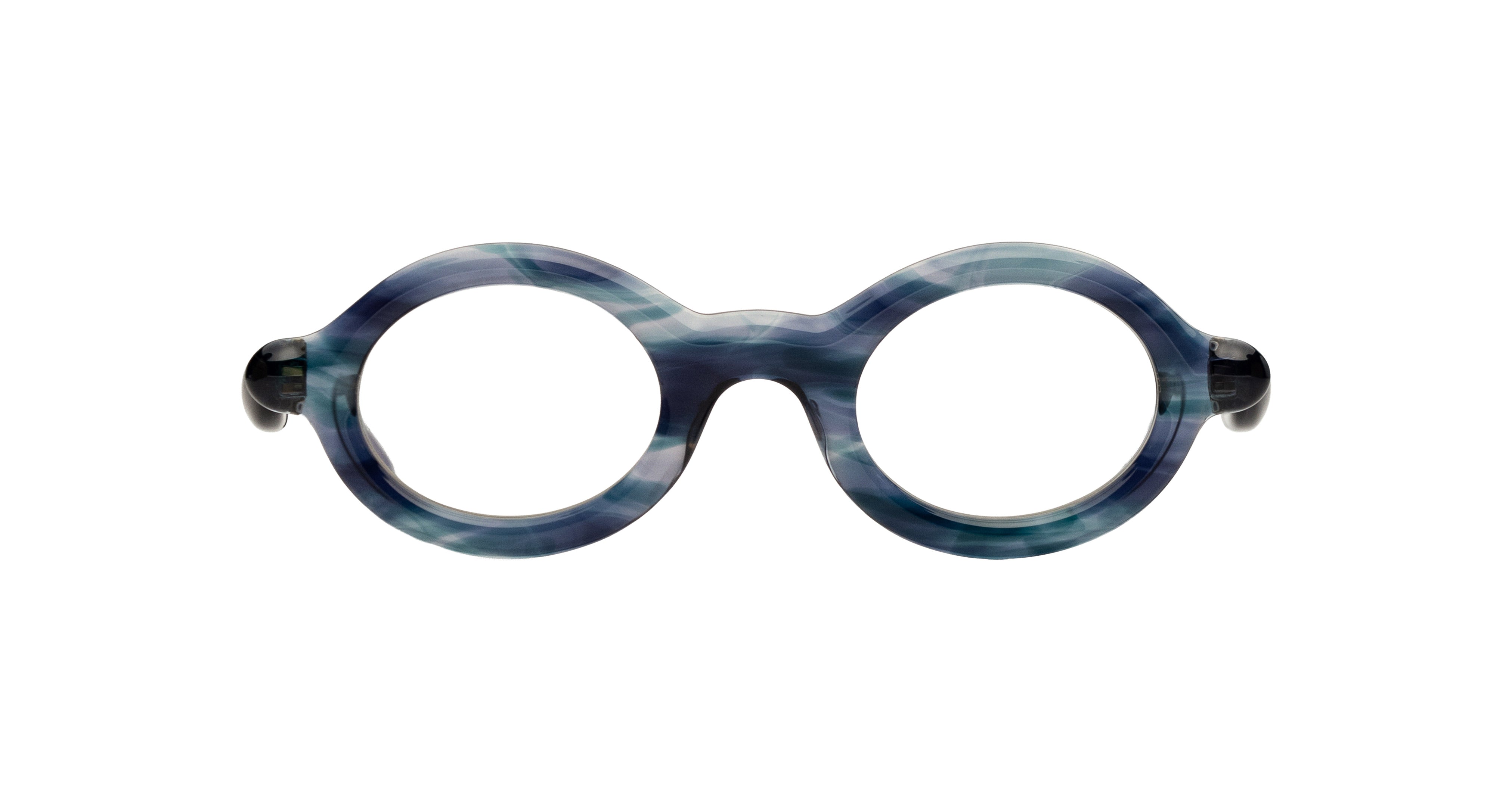 Paloceras R2 oval optical eyeglasses in Vapor Dust, a marbled blue, teal and smoky gray acetate, front view