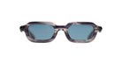 Paloceras S2 rectangular sunglasses in Night Nectar, translucent smoky purple-gray with blue lenses, front view.