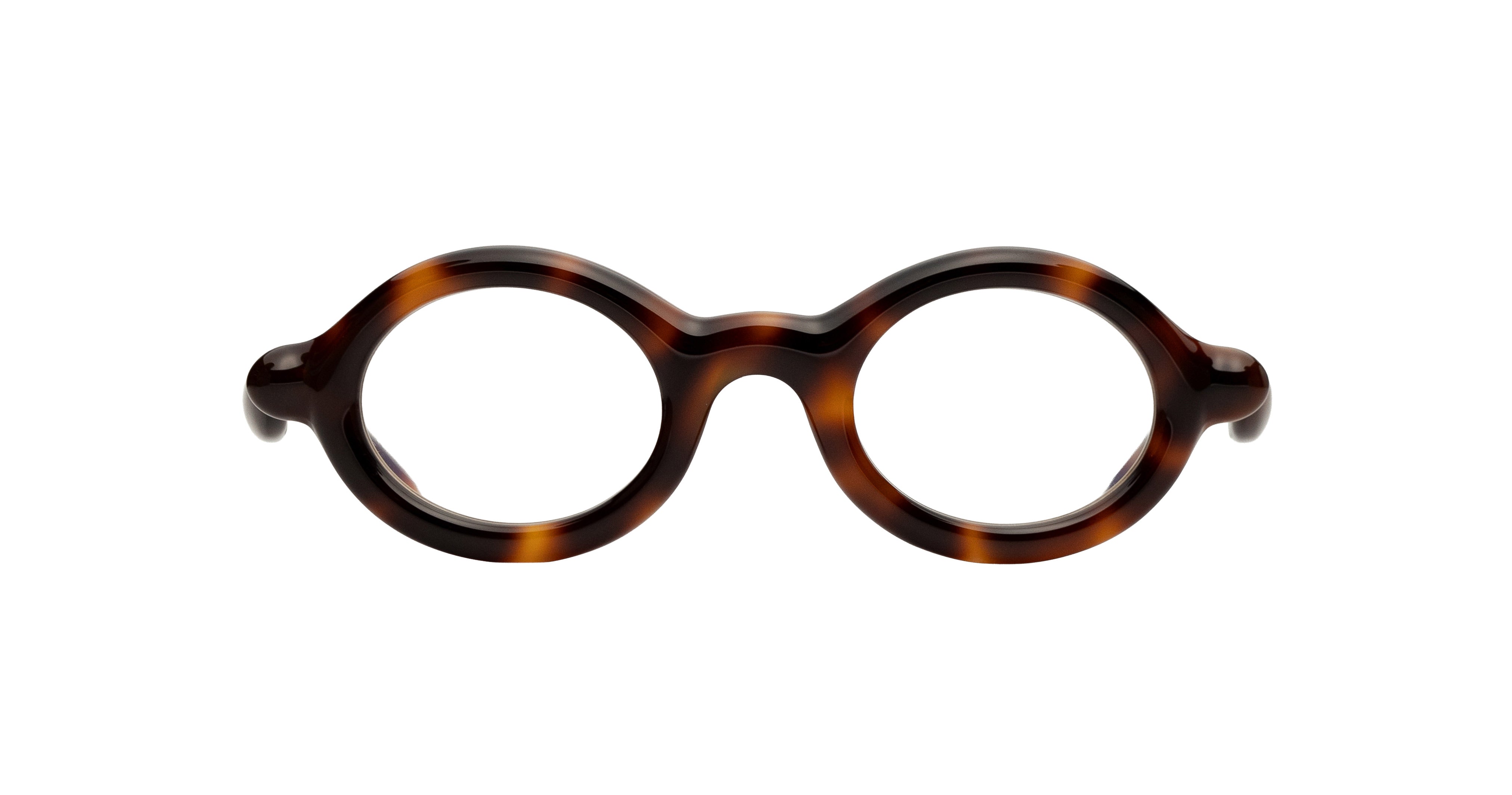 Paloceras R2 oval optical eyeglasses in Havana Gold, a translucent dark tortoise acetate with warm amber and chestnut tones, front view
