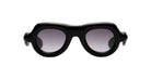 Black oversized aviator sunglasses with a thick, sculptural frame and gradient gray lenses by Paloceras