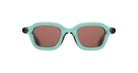 Paloceras A2 sunglasses, front view, featuring thick light teal frames and rectangular brown-tinted lenses.