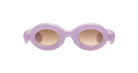 Paloceras Pebble RX Lilac Dream sunglasses with thick rounded rims and warm brown lenses, front view