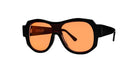 Profile View of Thierry Lasry Jagger Sunglass in Color Black with Orange Lenses