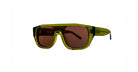 Thierry Lasry Klassy oversized green sunglasses with a thick translucent frame and brown-tinted lenses, shown against a plain white background.