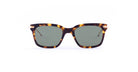 Thom Browne 701 tortoiseshell rectangular sunglasses with green lenses, front view.