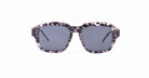 The Thom Browne 928 sunglasses feature a gray and black tortoiseshell pattern, thick rectangular frames, and dark lenses, displayed front-facing on a white background.