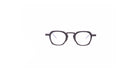 Thom Browne 930 round black eyeglasses with clear lenses are centered on a white background, viewed from the front.