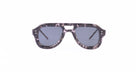 A pair of Thom Browne Aviator sunglasses with a thick, marbled gray and black frame and dark tinted lenses.