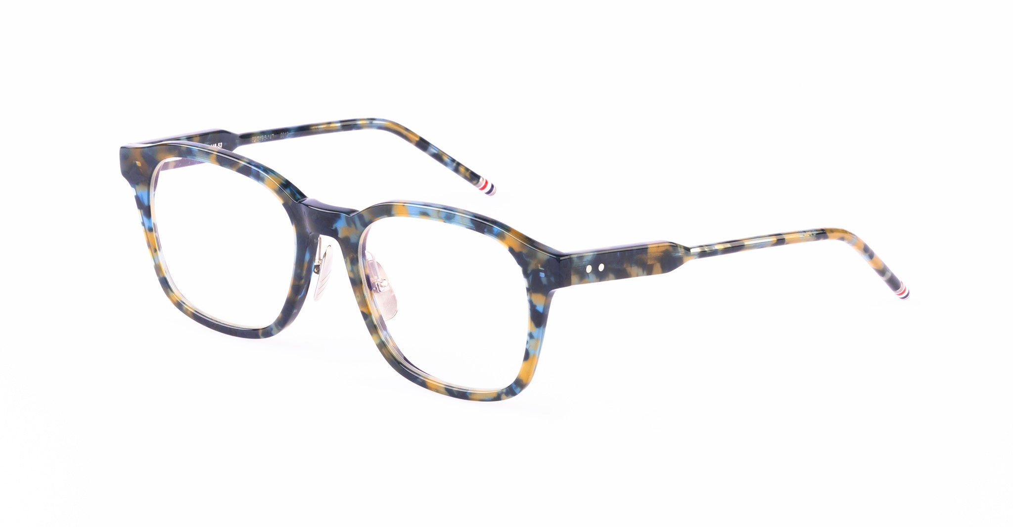 Thom Browne 934 rectangular tortoiseshell eyeglasses, front view, with straight arms and clear nose pads.