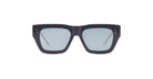 Thom Browne 947 sunglasses with thick black rectangular frames and light blue-tinted lenses, shown from a front-facing angle.