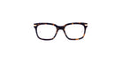 Thom Browne 701 tortoiseshell rectangular eyeglasses with gold accents, front view.