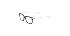 Thom Browne 701 tortoiseshell rectangular eyeglasses with slim metal arms, front view.