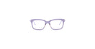 Front view of Thom Browne 701 rectangular lavender eyeglasses with clear rims.