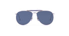 Thom Browne 015 aviator sunglasses, silver frames, dark blue lenses, front view.