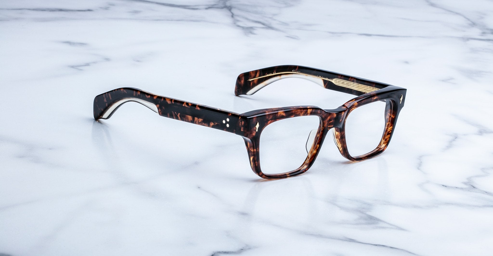 Jacques Marie Mage Molino rectangular eyeglasses viewed from above, showcasing frame shape and design details.