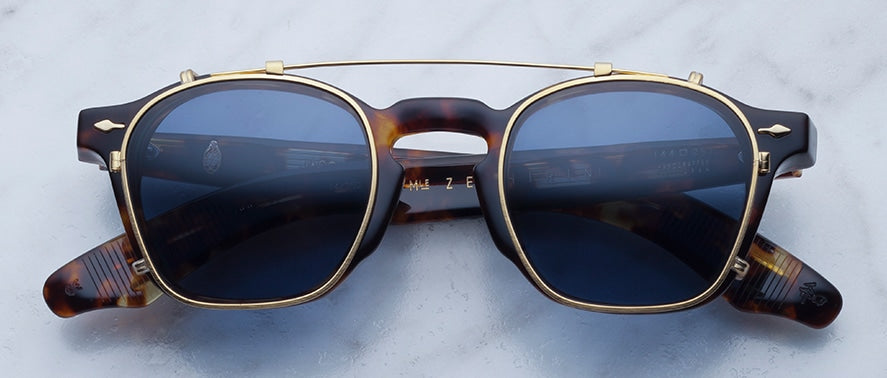 Jacques Marie Mage Zephirin Clipon in Gold with Blue Lenses JMMZPC-4