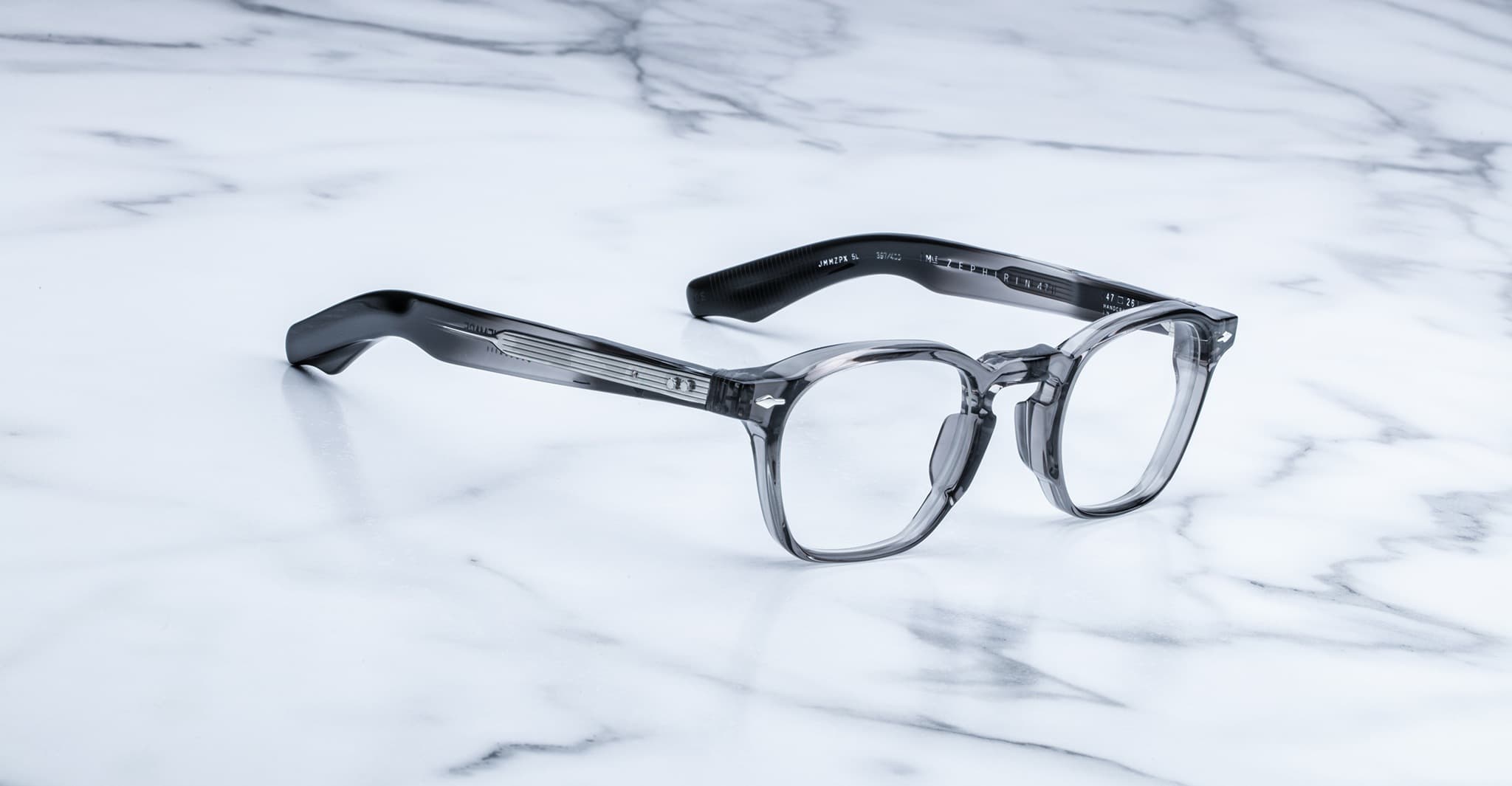 Jacques Marie Mage Zephirin 47 eyeglasses with black arms, front view, showing modern rectangular frame design.