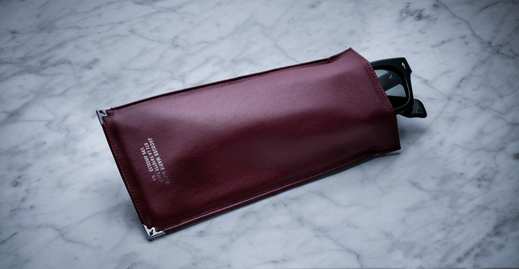 Jacques Marie Mage Soft Genuine Leather Pouch in Burgundy JMM-ACCS-017