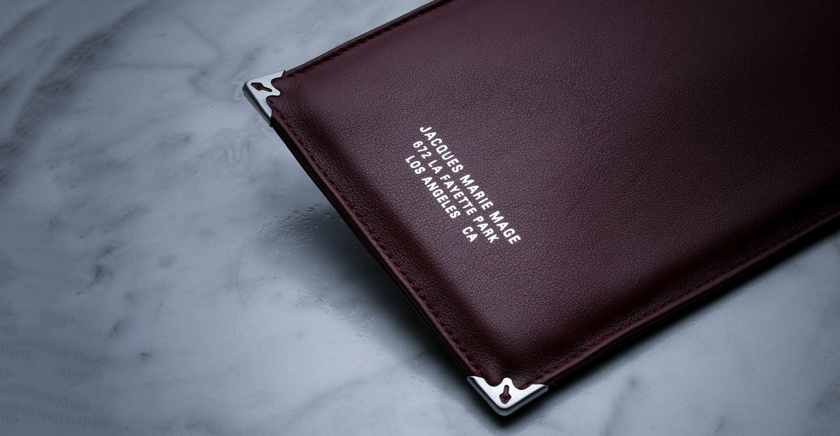 Jacques Marie Mage Soft Genuine Leather Pouch in Burgundy JMM-ACCS-017