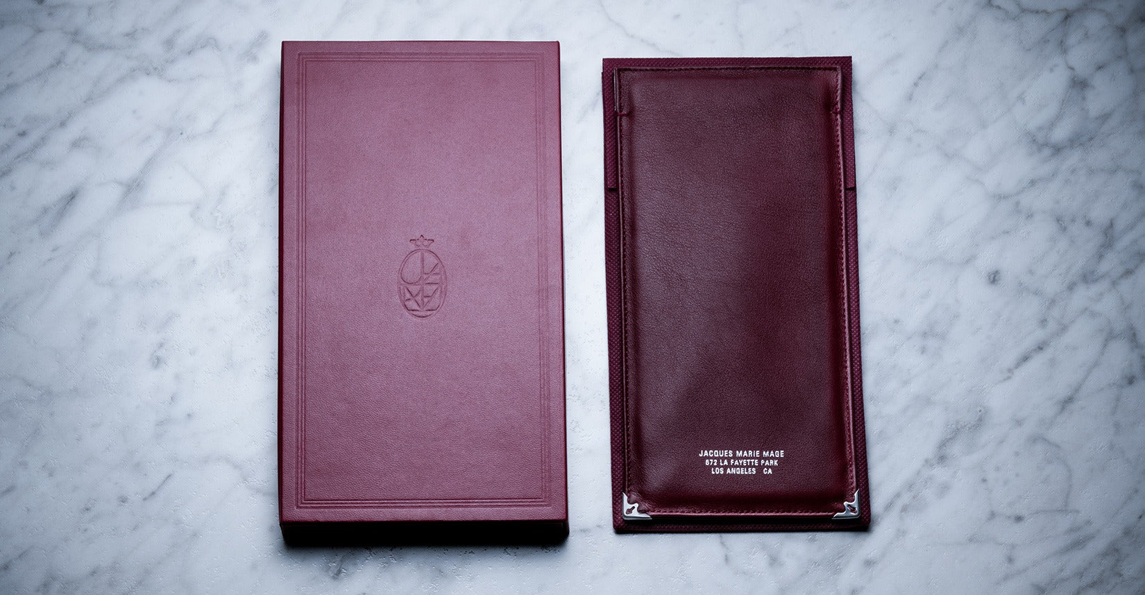 Jacques Marie Mage Soft Genuine Leather Pouch in Burgundy JMM-ACCS-017