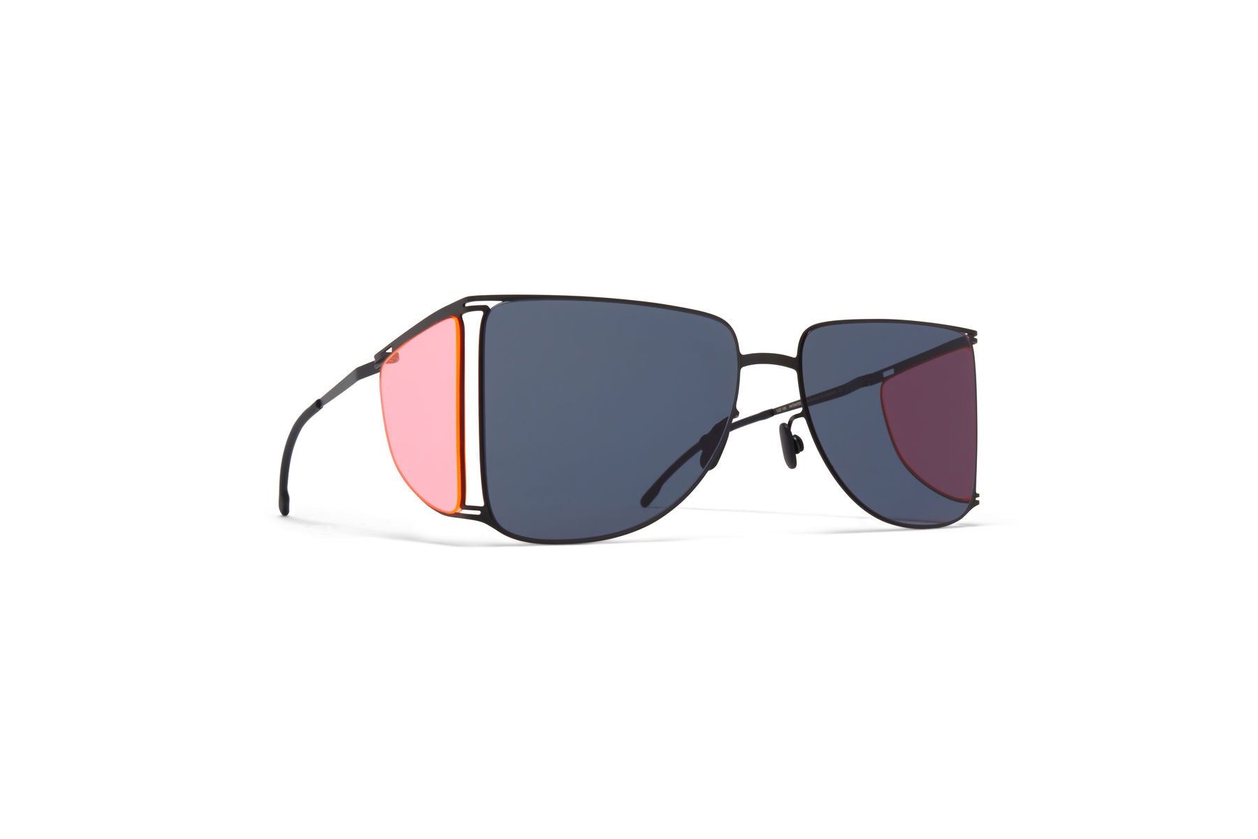 Mykita x Helmut Lang HL002 Sunglasses in Color 871 Black with Fluo Pink Sides 1509527