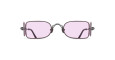 Square sunglasses with thin, dark metal frames and light purple tinted lenses, shown from the front on a white background. The temples have decorative hinge details.