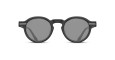 The Matsuda M2050 features round black sunglasses with thick frames and dark lenses, displayed from the front on a white background.