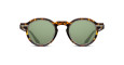 The Matsuda M2050 sunglasses feature round green lenses and a tortoiseshell-patterned frame, displayed against a white background.