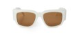 The Palm Angels Laguna sunglasses feature a white rectangular design with thick frames and brown tinted lenses, displayed against a plain white background.