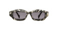 Kuboraum Q6 rectangular sunglasses feature thick, textured black and white marbled frames with dark tinted lenses, displayed against a white background.