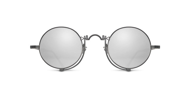 The Matsuda 10601H features round, silver frames with clear lenses, displayed on a white background facing directly forward.