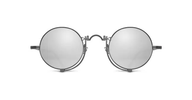 The Matsuda 10601H features round, silver frames with clear lenses, displayed on a white background facing directly forward.