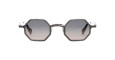 Front view of Kuboraum Z19 geometric hexagonal sunglasses with dark gradient lenses and transparent gray frames, displayed on a white background.