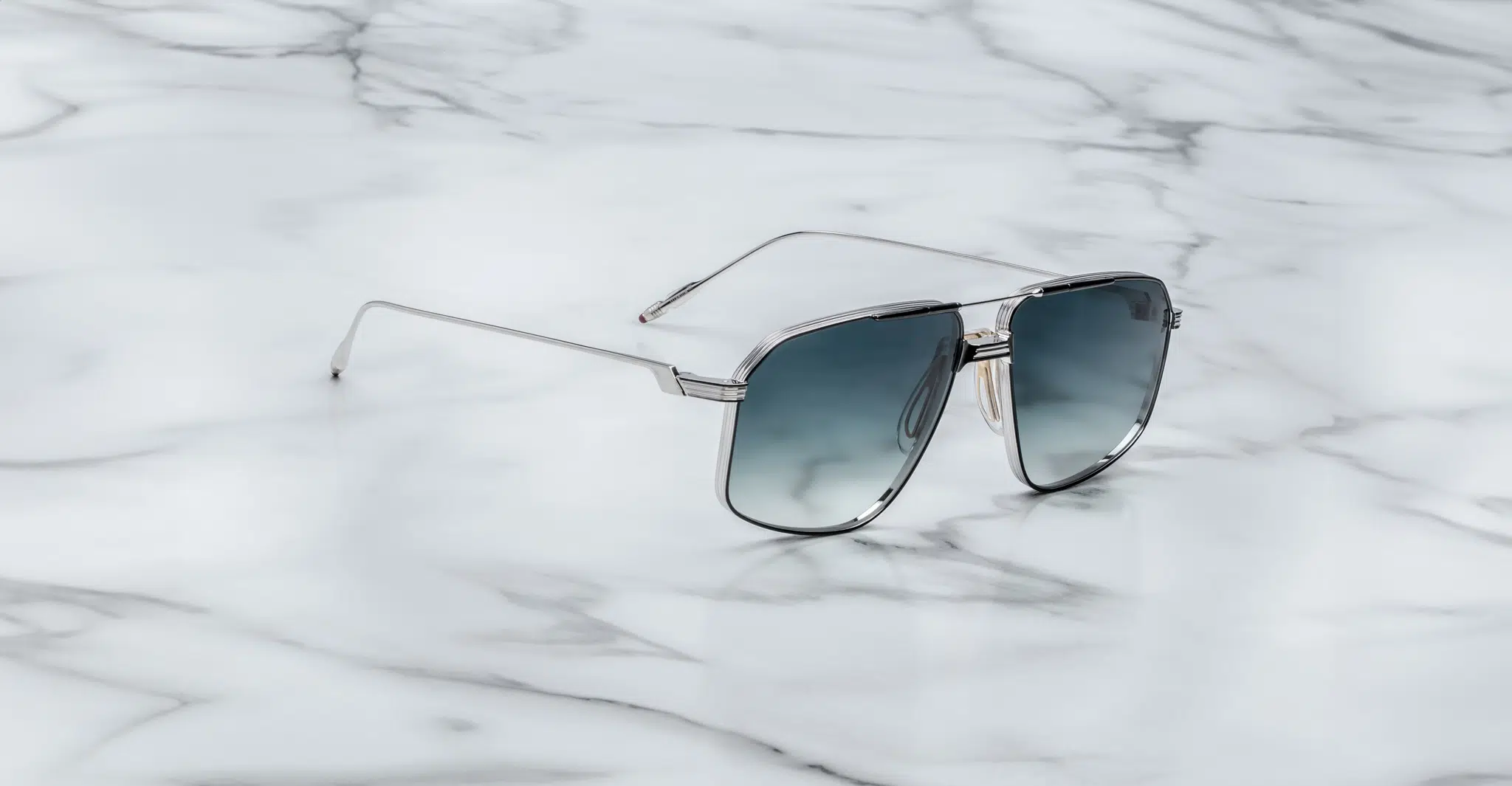 Jacques Marie Mage Jagger Sunglass in Color Pacific Profile View